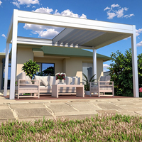 Pergola motorisée en aluminium moderne avec système de toit à lamelles rétractables réglables, auvent de patio imperméable