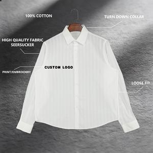 Camicie a Maniche Lunghe in <span class=keywords><strong>Seersucker</strong></span> Personalizzabili alla Moda per Uomo - Product Image 2