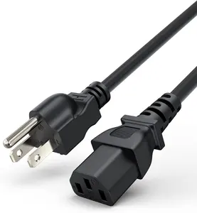 NEMA 5-15P American UL CUL 3-pin Male Plug To IEC 320 C13 3-pin American Extended Power Cord