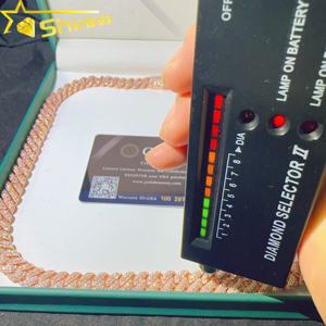 テスターパス VVS モアサナイト ラボダイヤモンド シルバー925 ネックレスチェーン ヒップホップ アイスアウト ジュエリー 10mm マイアミキューバンリンク ブレスレット チェーン - Product Image 3