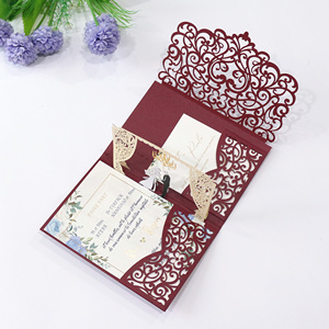 Độc đáo thanh lịch 3D <span class=keywords><strong>handmade</strong></span> cắt laser lời mời đám cưới thẻ phong bì thiết kế cho đám cưới - Product Image 6