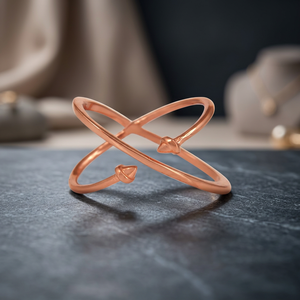 Bague Flèche Classique Plaqué Or Rose à Sertissage Griffe, Design Minimaliste, Unisexe, pour Enfants, Usage Quotidien - Product Image 3