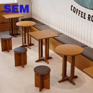 Set di Tavoli e Sedie in Legno SEM per <span class=keywords><strong>Ristoranti</strong></span>, Mensa Scolastica, Set da Pranzo con <span class=keywords><strong>4</strong></span> Sedie, Design per Fast Food - Product Image 4