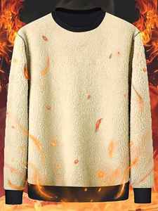 Sudadera de cuello redondo con forro de Sherpa de peso pesado para hombre, jersey de lana de invierno, Tops de manga larga, ropa de descanso cálida, sudaderas con capucha - Product Image 3