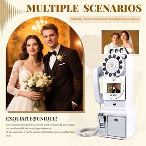 1080P HDビデオゲストブック壁に取り付けられたアンティーク電話カメラコード付き電話結婚式誕生日卒業メッセージ結婚式 - Product Image 6