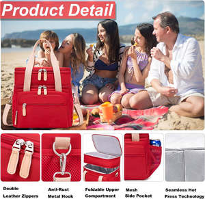 Özel Logo Oxford su geçirmez kullanımlık büyük çift bölmeli öğle yemeği çantası çalışma piknik yürüyüş için geniş açık soğutucu Tote - Product Image 4