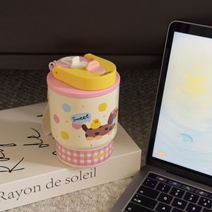Gobelet à café isotherme portable pour boissons chaudes et froides, 420 ml, thermos sous vide isolé, acier inoxydable 316, <span class=keywords><strong>double</strong></span> paroi, flacon mignon avec paille - Product Image 6
