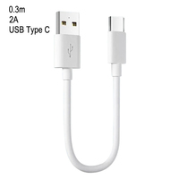 Câble de données USB Type C de haute qualité avec gaine en PVC conforme RoHS, prise en charge de la charge rapide QC3.0, court (0,3 m / 1 pi) pour téléphone portable/tablette/banque d'alimentation