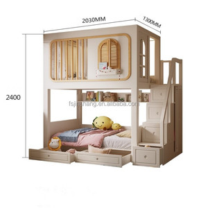 Js Đồ Nội Thất Thiết Kế Mới Trẻ Em Sang Trọng Bằng Gỗ Đôi Giường Đồ Nội Thất Phòng Ngủ Giường Gỗ Với Vòm Trượt Và Lưu Trữ Cầu Thang - Product Image 6