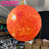 Décoration de fête gonflable en forme de planète soleil avec éclairage LED