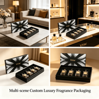 Boîte Cadeau de Luxe Personnalisée pour Parfum avec Couvercle et Base, Emballage Rigide en Carton à Motif Géométrique Artistique pour Fragrances – Édition USA