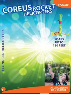 LINGSHOT LED Light-Up Helicopter Play Set 6 helicópteros y 3 tirachinas Cohete de juguete al aire libre con sonido - Product Image 2