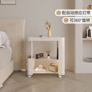 Table de chevet ultra étroite avec étagère de rangement sur roulettes pour chambre à coucher, salon, table de chevet en métal, table d'appoint mobile - Product Image 2