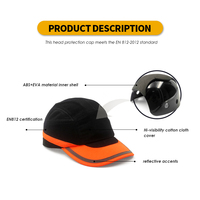 Casco de Seguridad Estilo Béisbol, Color Negro y Naranja, con Protección Contra Impactos y Logotipo