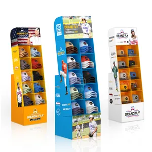 Customized Cardboard Cap Hat Display Stand Hook Stand Display Baseball Hats Cardboard Hat Display Rack Stand Retail