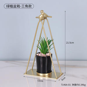 2408 guxiang simulación maceta suculenta Decoración Luz lujo <span class=keywords><strong>hierro</strong></span> arte marco geométrico planta verde hogar porche vela Ho - Product Image 6