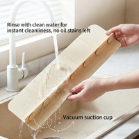 Penahan Cipratan Air Silikon untuk Wastafel Dapur, Pemasangan dengan Suction Cup, Penghalang Anti-Cipratan Air untuk Area Cuci Piring Dapur