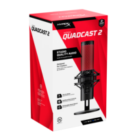 Microphone à condensateur en alliage d'aluminium USB-C Hyper Quadcast 2 haute résolution pour studio, éclairage RGB, micro de jeu PC, diffusion en direct sur ordinateur