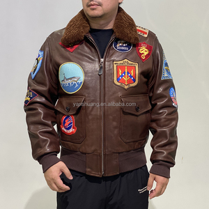 Giacca Bomber G1 Top Gun Personalizzata di Fabbrica di Alta Qualità, Spessa, in Vera Pelle Bovina con Collo di Agnello, <span class=keywords><strong>Abbigliamento</strong></span> Casual Unisex in Cotone - Product Image 4