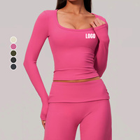 T-shirt de yoga à manches longues pour femme, coupe ajustée, élastique, respirant, séchage rapide, idéal pour la course, l'entraînement et le fitness