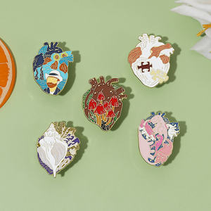 เข็มกลัดโลหะรูปอวัยวะสร้างสรรค์ สมอง ปอด หัวใจ อก ทรวงอก ดอกไม้ คลื่น หัวใจกลไก เครื่องประดับติดปกเสื้อ - Product Image 2