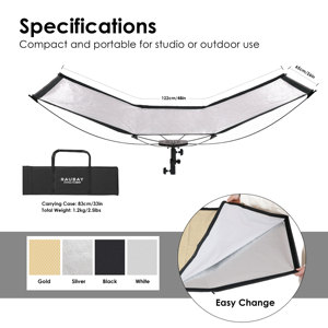 Réflecteur incurvé à ouverture rapide RAUBAY, réflecteur de lumière en forme de U avec diffuseur photo de 48 po x 26 po - Product Image 4