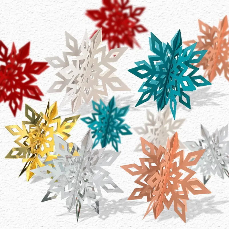 6pcs Per Pack Christmas Tree Pendant Decoration Christmas 3D Snowflake Ornament For Christmas Party Decoration