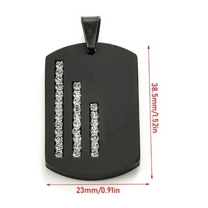 Stainless Steel Zircon <b>Dog</b> <b>Tag</b> Pendant <b>Necklace</b> Hiphop <b>Men</b> Women Military Card American Soldier Identity <b>Tags</b> With Rhinestones - Product Image 2
