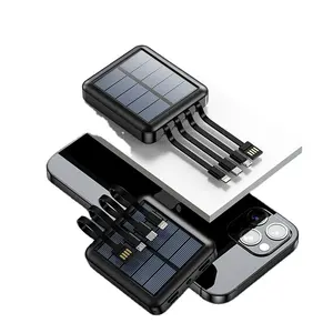20000毫安太阳能充电器迷你带电缆便携式电池组电池外部强力外部电池
