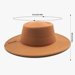 <span class=keywords><strong>Chapeau</strong></span> Fedora en coton polyester uni, matière végétalienne, logo personnalisé, large bord, laine, femmes, hommes, fête, festival, chapeaux Fedora élégants - Product Image 5