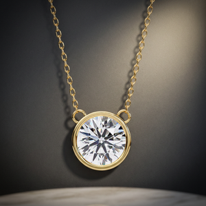 Colgante de compromiso de oro de 18 quilates para mujer con un impresionante diamante de corte brillante redondo cultivado en laboratorio, colgantes y dijes de primera calidad - Product Image 3