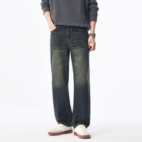Nouveau Jean Américain Rétro Coupe Droite pour Homme – Tendance, Neuf, Style Urbain, Délavé et Effet Vieilli, Coupe Ample Droite