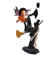 Сказочная коллекция, тёмная Фея ведьмы на волшебной метле с фигуркой черной кошки, тематический подарок на Хэллоуин, украшение для дома