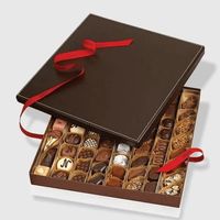 Boîte cadeau en carton rigide pour chocolat, biodégradable, écologique, de luxe, avec lamination brillante, feuille d'or, taille personnalisée