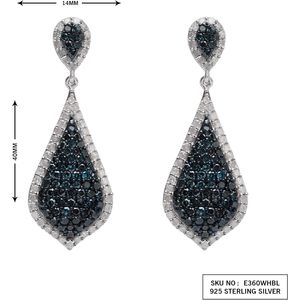 Diamond Drop <b>Earrings</b> 2.69 Cttw Round Cut White <b>Blue</b> Fancy In 925 Sterling <b>Silver</b> Prong Set For Women Wedding - Product Image 4
