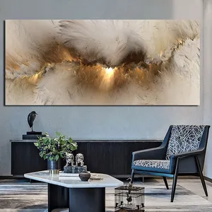 Màu xám đám mây màu vàng nghệ thuật trừu tượng sơn dầu Áp phích và in trên vải hiện đại nghệ thuật independe tường hình ảnh cho phòng khách trang trí nội thất