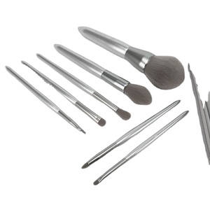 MSQ Luxury High Quality <strong>Silver</strong> Wood Handle <strong>Eye</strong> <strong>Makeup</strong> Brush Set Factory Price Wholesale for Face <strong>Makeup</strong> - Product Image 3
