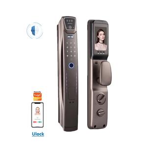 Tuya Wifi 3D Reconhecimento Facial Doorlock com Vídeo Interfone Biométrico Fingerprint Key <span class=keywords><strong>Code</strong></span> Card Smart Door Lock - Product Image 1