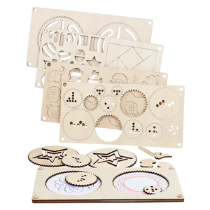 Ensemble d'outils d'art pour la <span class=keywords><strong>peinture</strong></span> au pochoir personnalisé, planche de puzzle en bois et jeu de dessin, jouets éducatifs <span class=keywords><strong>Montessori</strong></span> pour la reconnaissance des formes - Product Image 2
