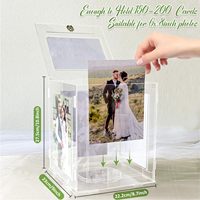Boîte à cartes de mariage en acrylique avec cadre photo, boîte à cartes cadeaux transparente pour mariage avec serrure pour fête de remise de diplôme, anniversaire