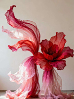 Installation géante en organza pour toile de fond de scène de mariage, décoration de table de fiançailles, installation artistique pour vitrine