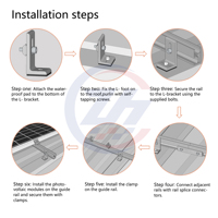 Supports de fixation pour panneaux solaires en L surélevés, étanches, pour tuiles en acier coloré, à installation simplifiée