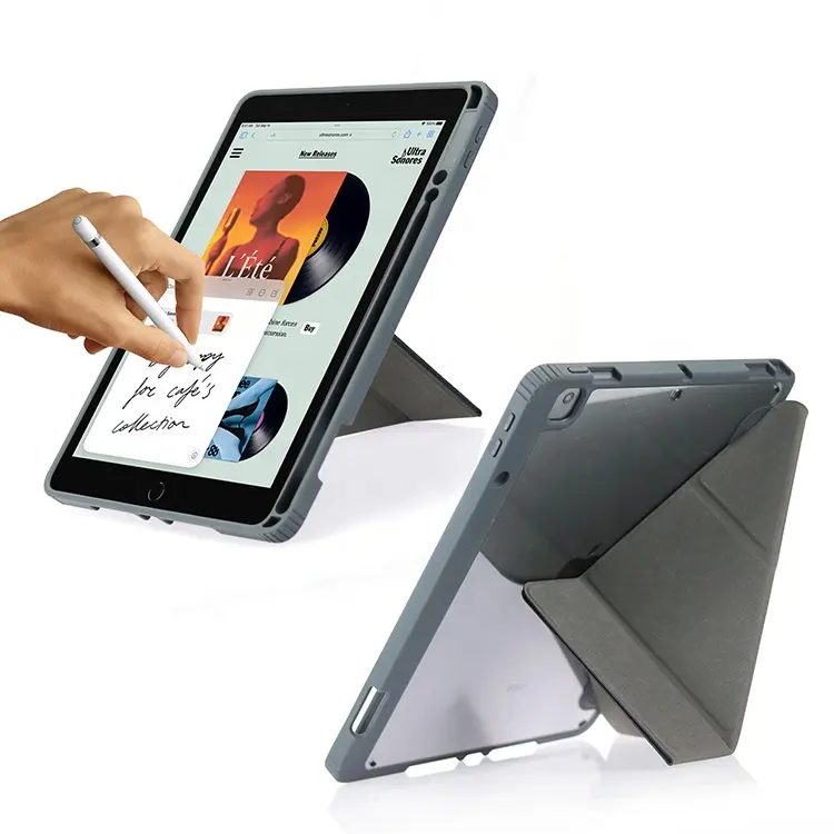 Casing Pelindung Tablet Origami Multi-berdiri Tablet Penutup Belakang PC Transparan untuk iPad Berdiri Magnet