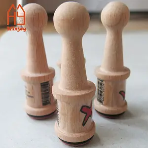 Custom Controleren, Verkeerde Ontwerp Kids Houten Stempel Natuur Beukenhout Internationale Schaken Vorm Diy Rubber Stempel