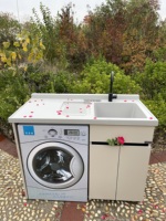 Évier de salle de bain intégré multifonctionnel moderne en aluminium alvéolé avec dessus de meuble en pierre de quartz pour balcon, à encastrer, pour usage hospitalier
