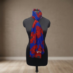 Women's Long Reversible Camouflage <b>Scarf</b> Blue <b>Red</b> Polyester Digital Printing All Seasons Daily Wear - Product Image 3