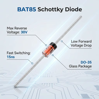Diode à barrière Schottky BAT85 30V, redresseur ultra-rapide pour petits signaux 50MHz, boîtier en verre DO-35