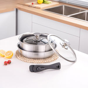 蓋付きハイブリッド調理器具セット5個ステンレス鋼調理器具セットキッチン用品3層ステンレス鋼ハニカム取り外し可能ハンドル - Product Image 6