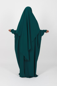 <span class=keywords><strong>Abaya</strong></span> musulmane en soie <span class=keywords><strong>Abaya</strong></span> Farasha Khimar Robe musulmane pour femme Design personnalisé Premium Vert Sapin - Product Image 3
