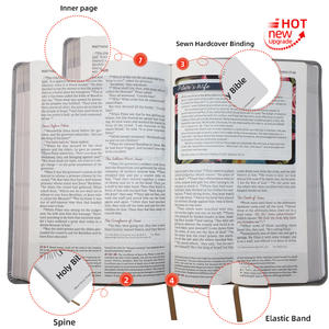مصنع الجملة الدين njv Bible رمز عبر الإسبانية الإنجليزية ثنائية اللغة الكتاب المقدس Grey PU الروحية هدية البند - Product Image 2